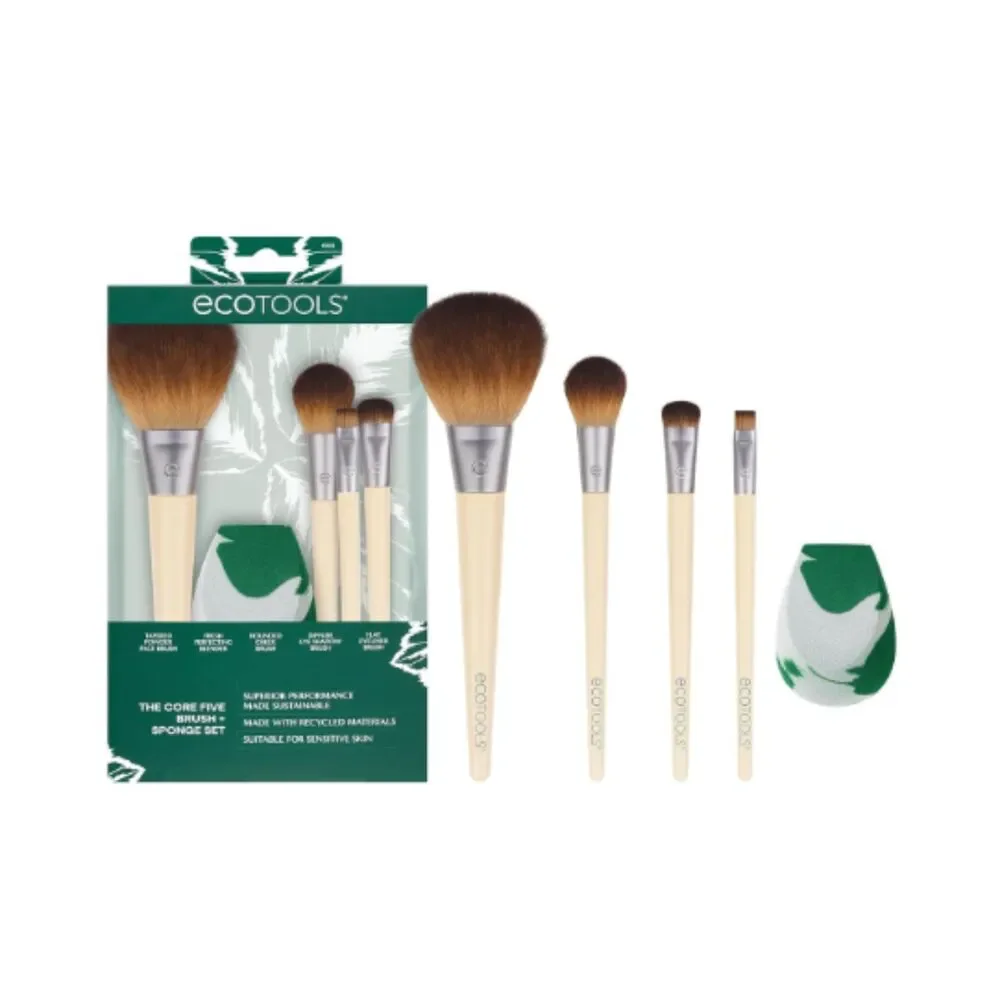 EcoTools Core Five Makeup Brush and Sponge Kit, 5 Piece Set